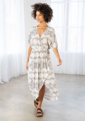 Floral Print Twist Front Wrap Midi Dress