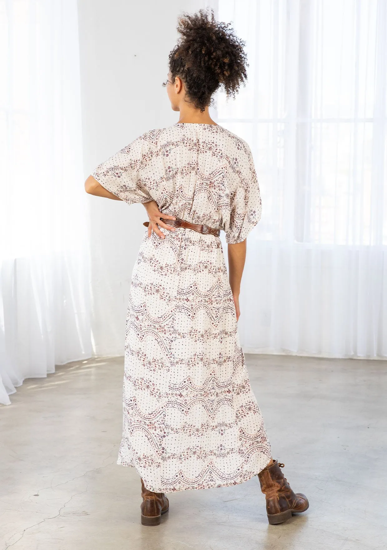 Floral Print Twist Front Wrap Midi Dress