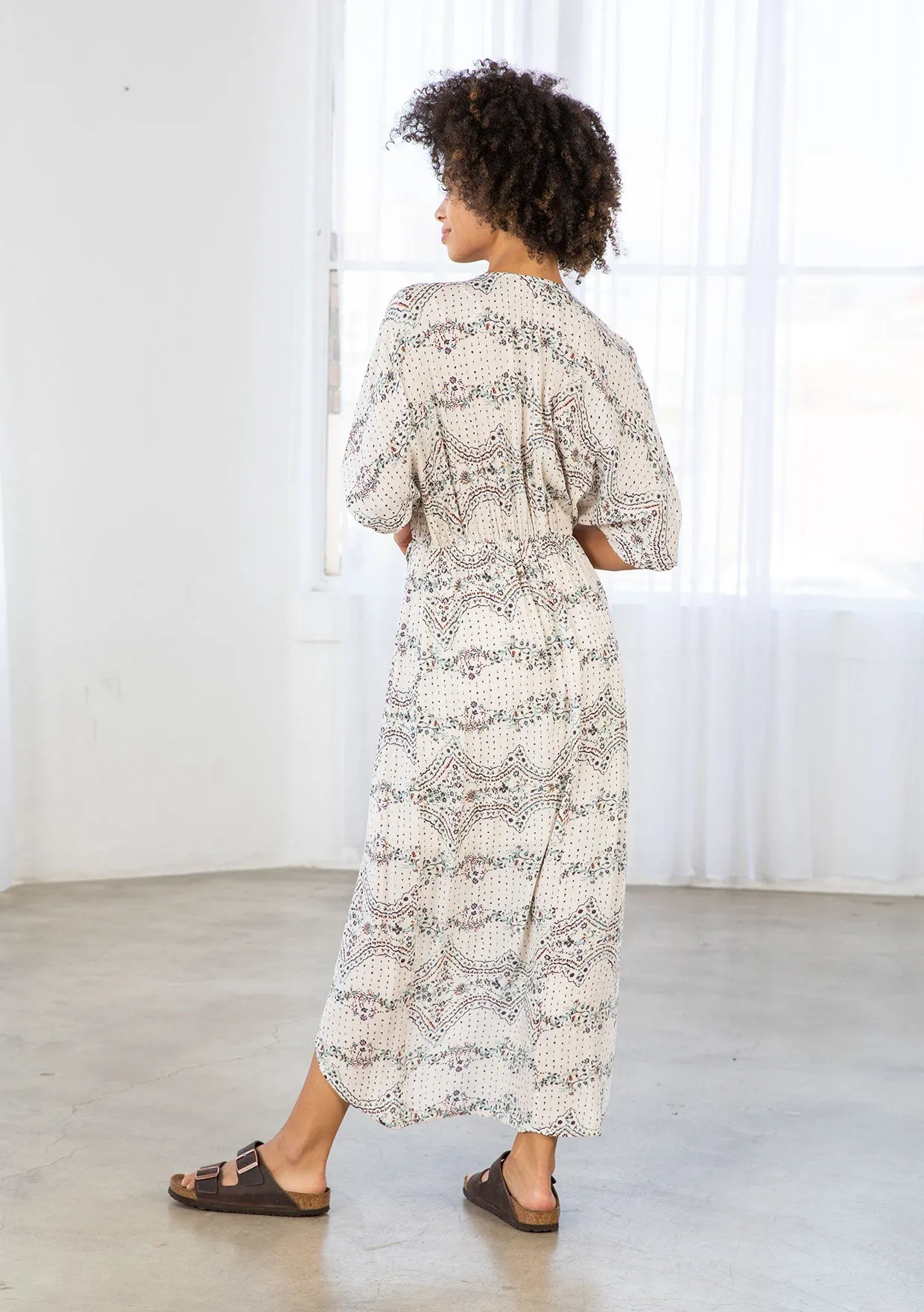 Floral Print Twist Front Wrap Midi Dress