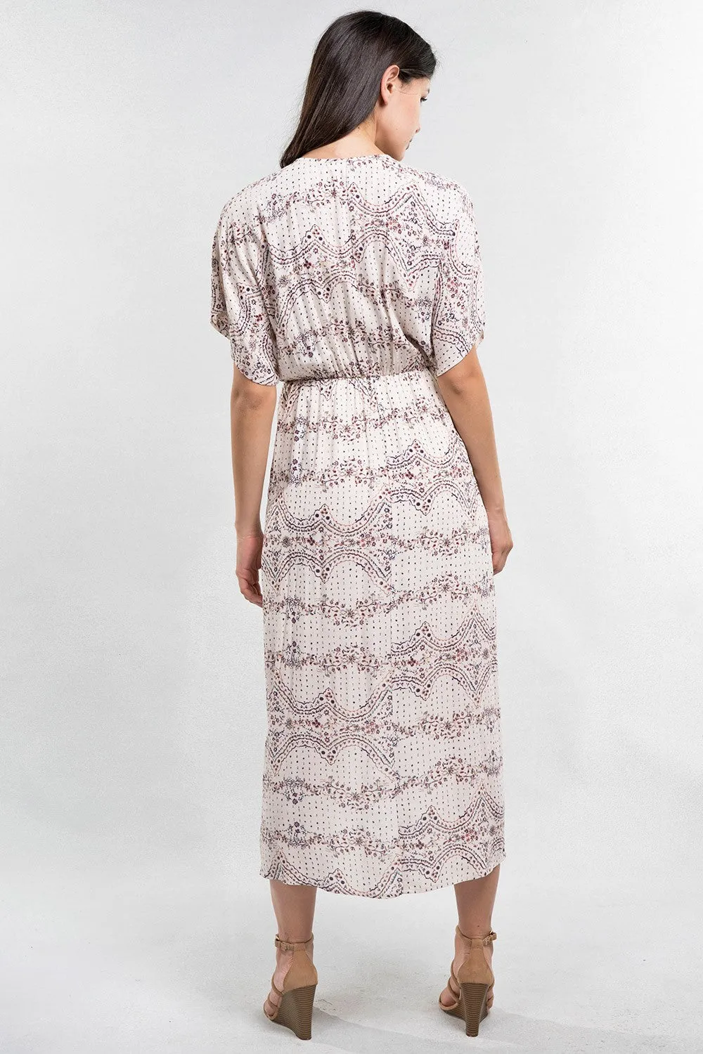 Floral Print Twist Front Wrap Midi Dress