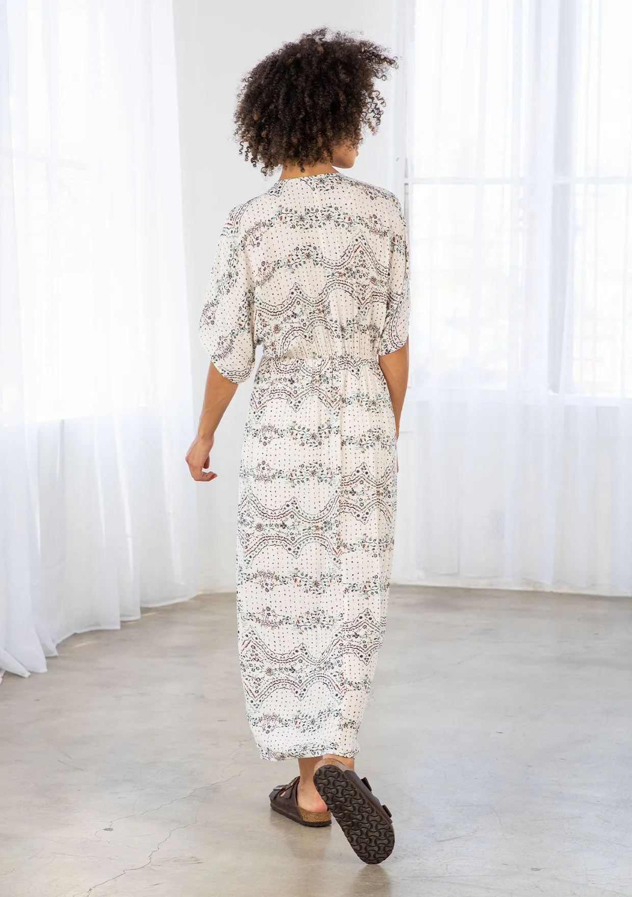 Floral Print Twist Front Wrap Midi Dress