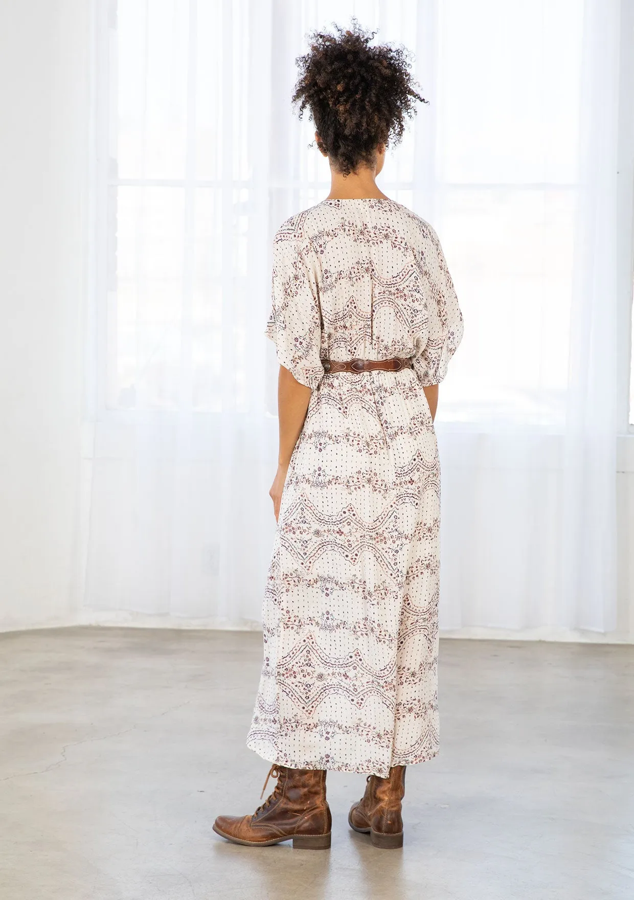 Floral Print Twist Front Wrap Midi Dress