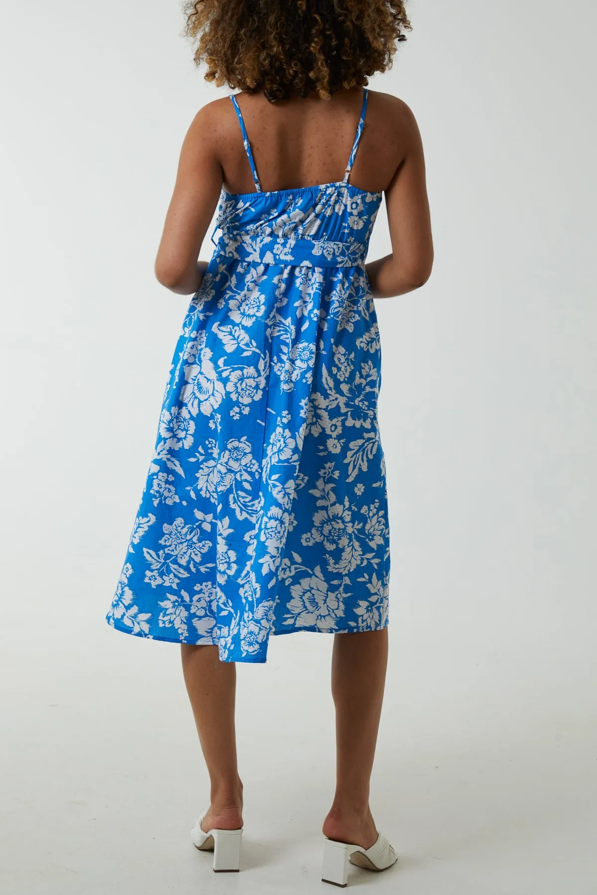 Floral Ruffle Wrap Cami Dress