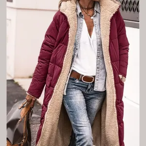 Full Size Zip Up Sherpa Hooded Coat