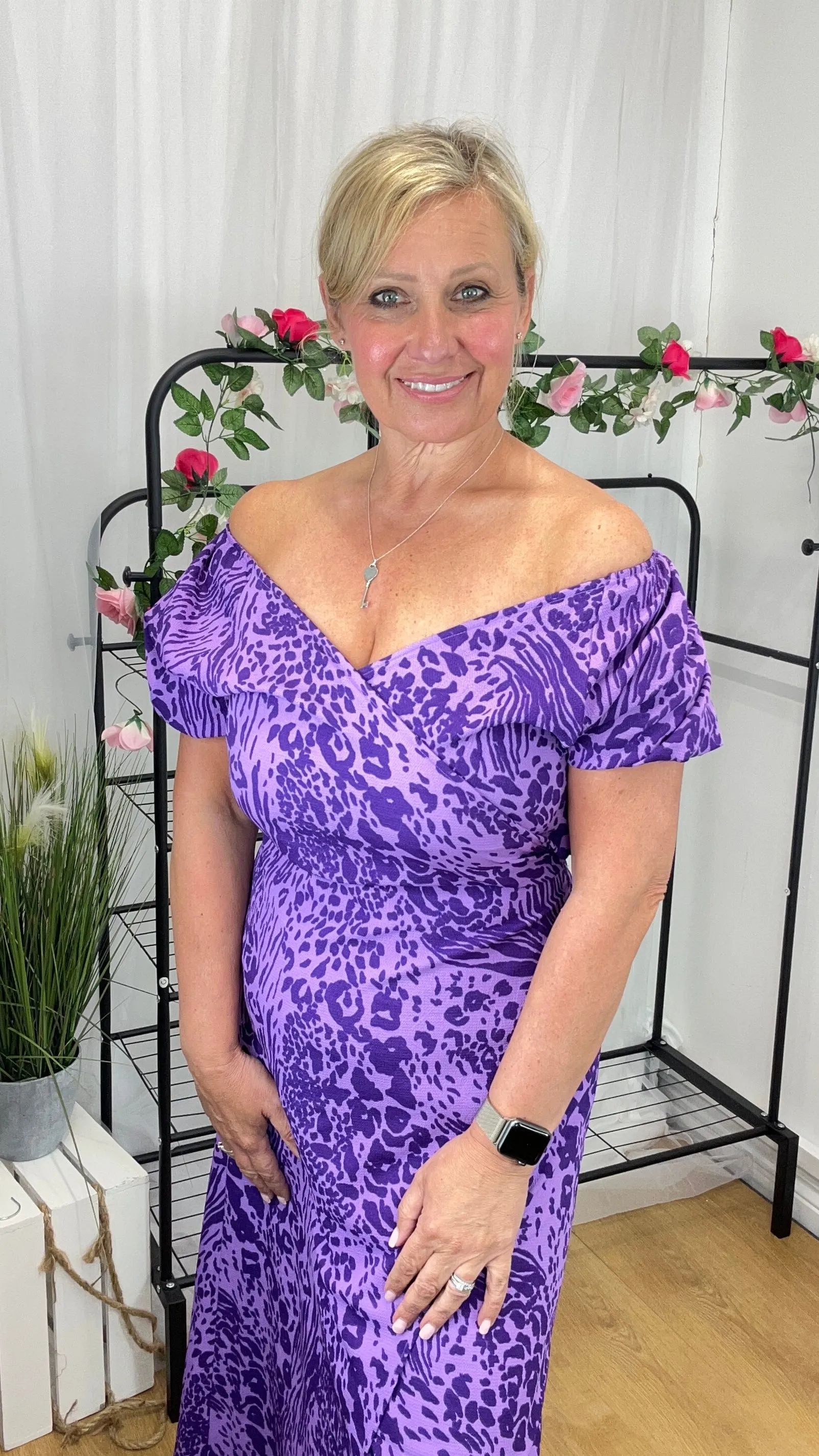 Gabriella Animal Wrap Midi Dress