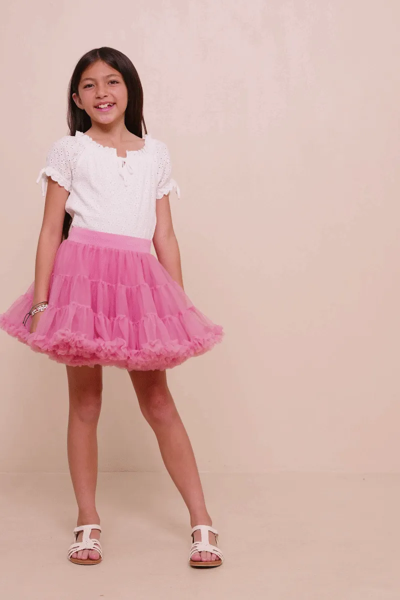 Girls Double Layered Tiered Ruffle Hem Skirt