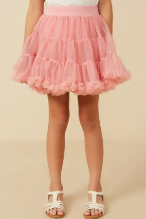 Girls Double Layered Tiered Ruffle Hem Skirt
