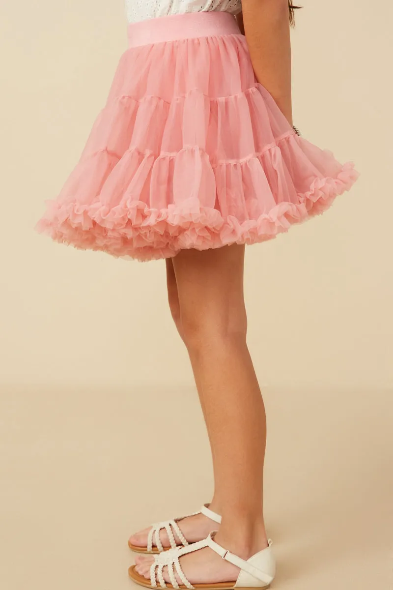 Girls Double Layered Tiered Ruffle Hem Skirt
