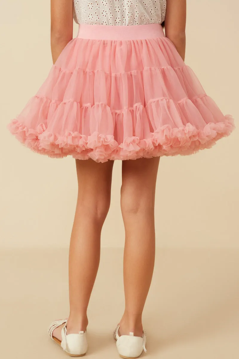Girls Double Layered Tiered Ruffle Hem Skirt
