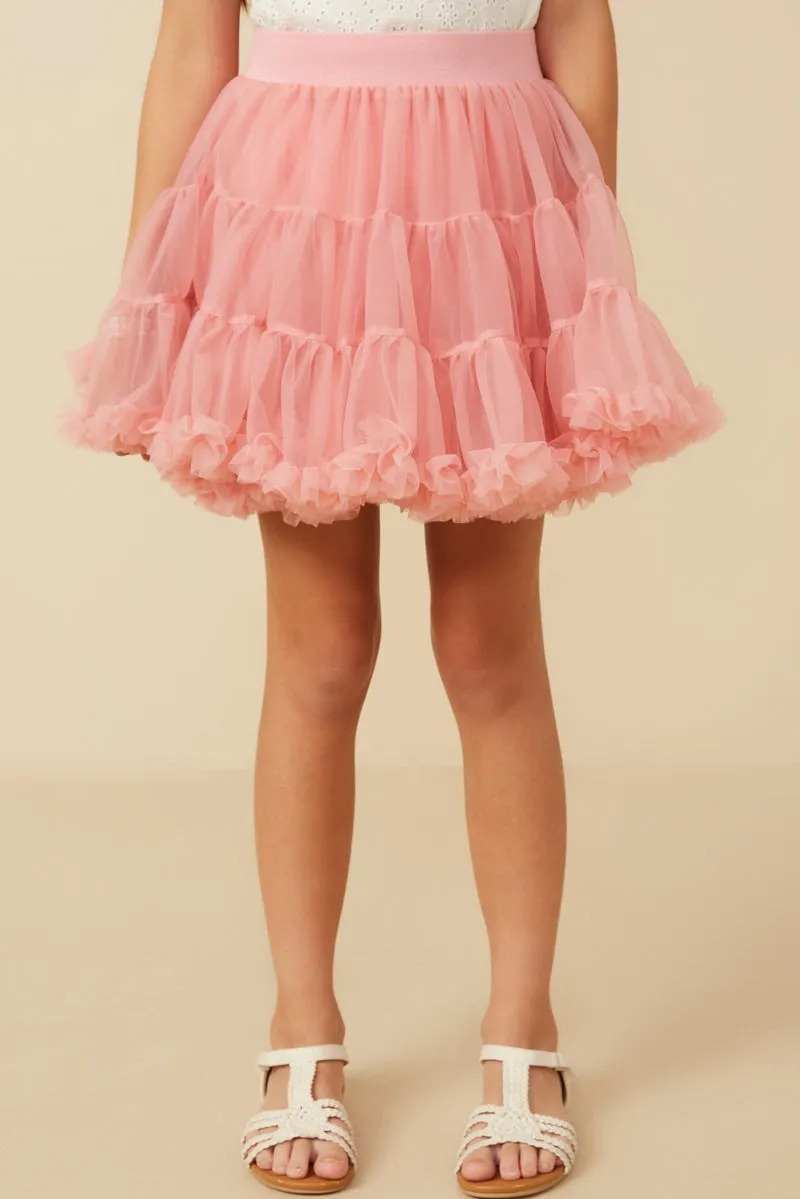 Girls Double Layered Tiered Ruffle Hem Skirt