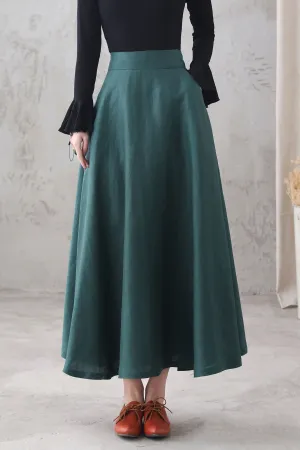 Green Swing Maxi Skirt for Women 3287