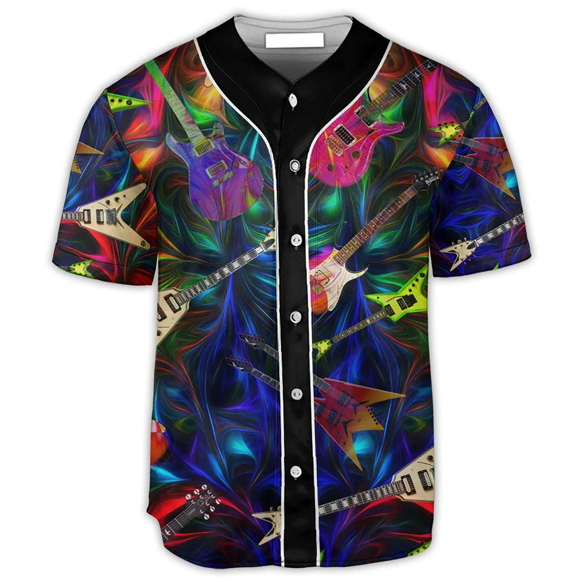 Guitar Neon Music Lover Baseball Jersey, Gift for Guitar Lover, Baseball Jersey shirt for Men Women