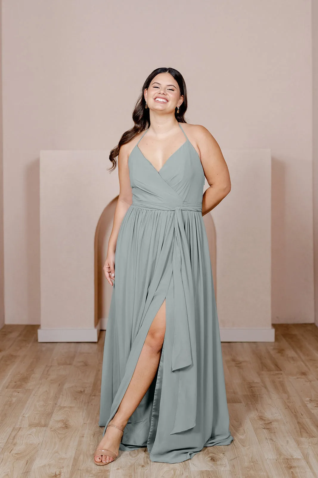 Hannah Chiffon Faux Wrap Dress | Made To Order
