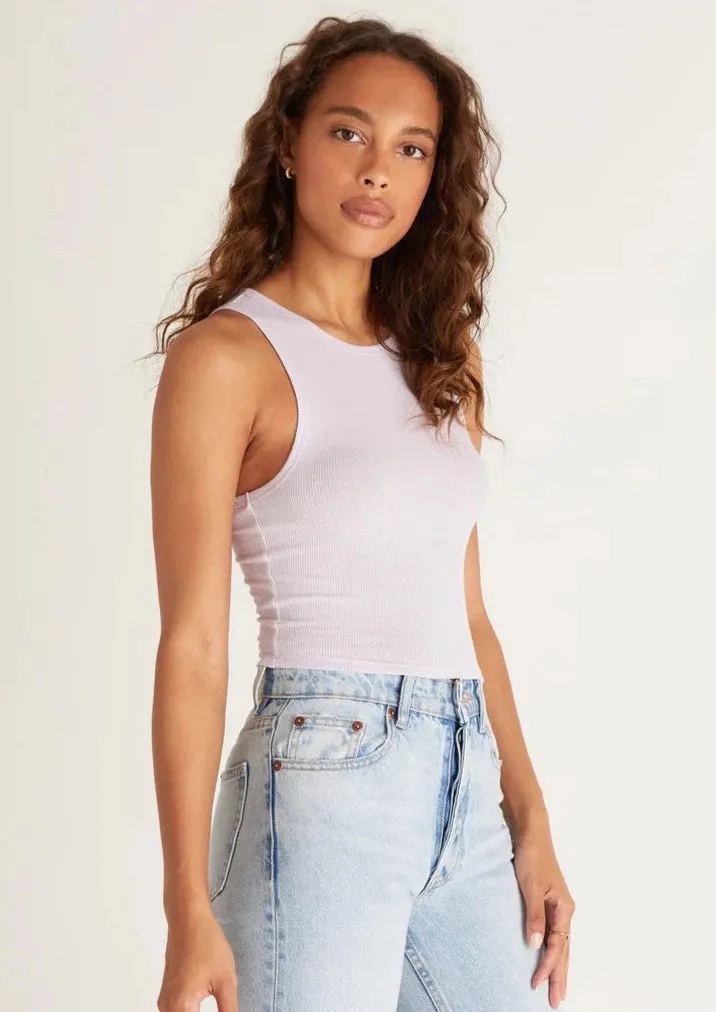 Hannah Cropped Rib Tank | Violet Stone