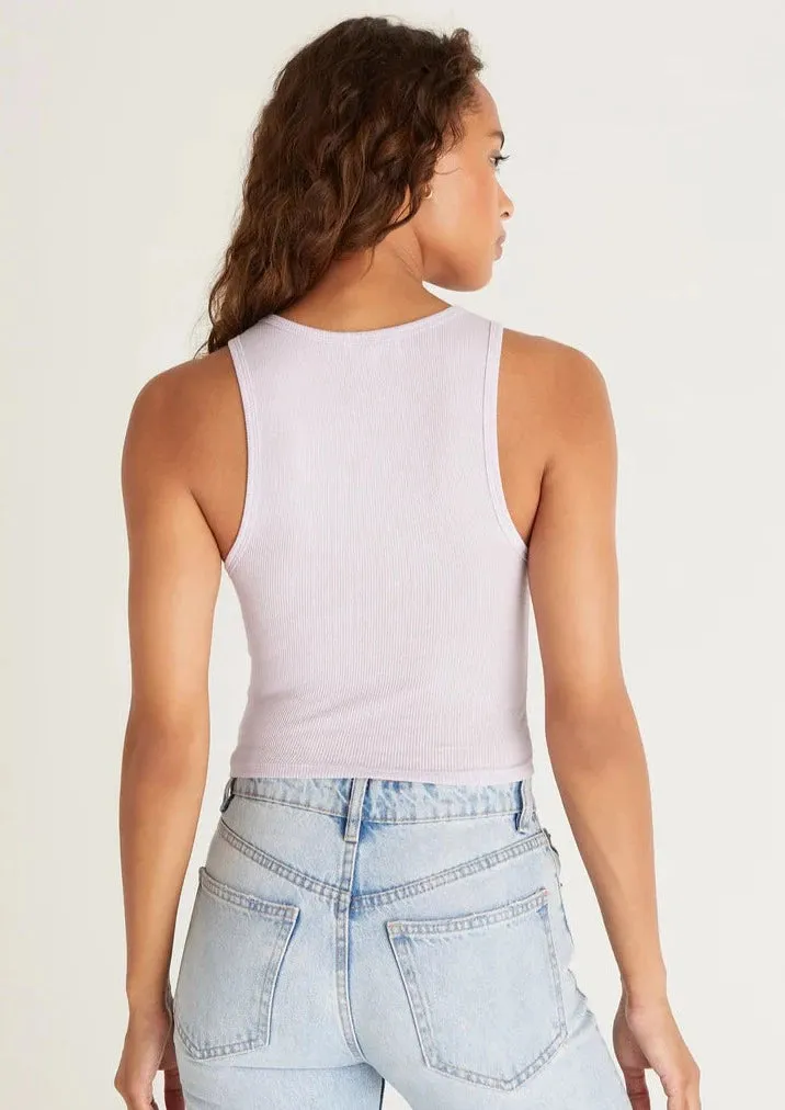 Hannah Cropped Rib Tank | Violet Stone