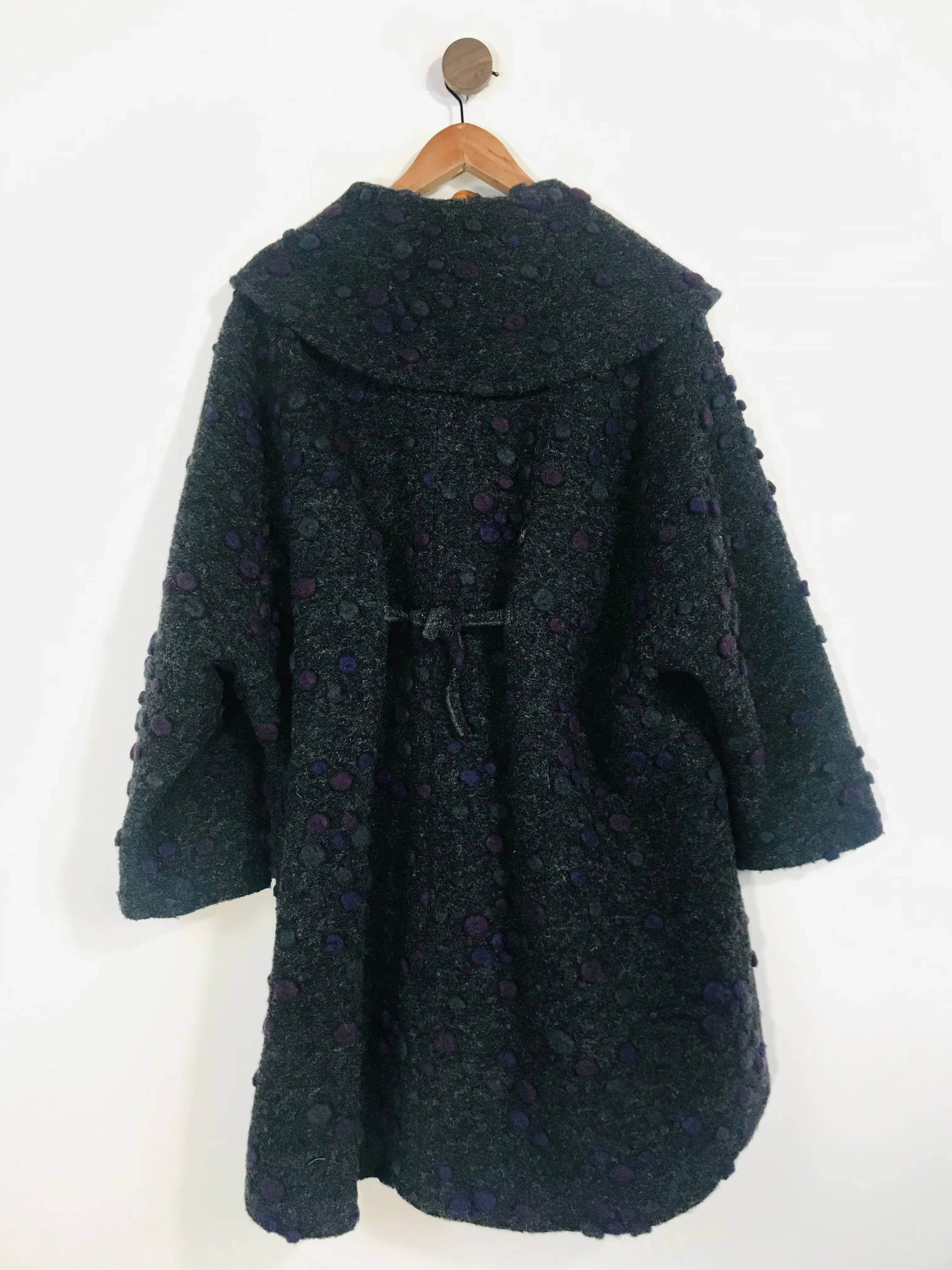 Heteroclite Women's Wool Polka Dot Overcoat Coat | L UK14 | Grey