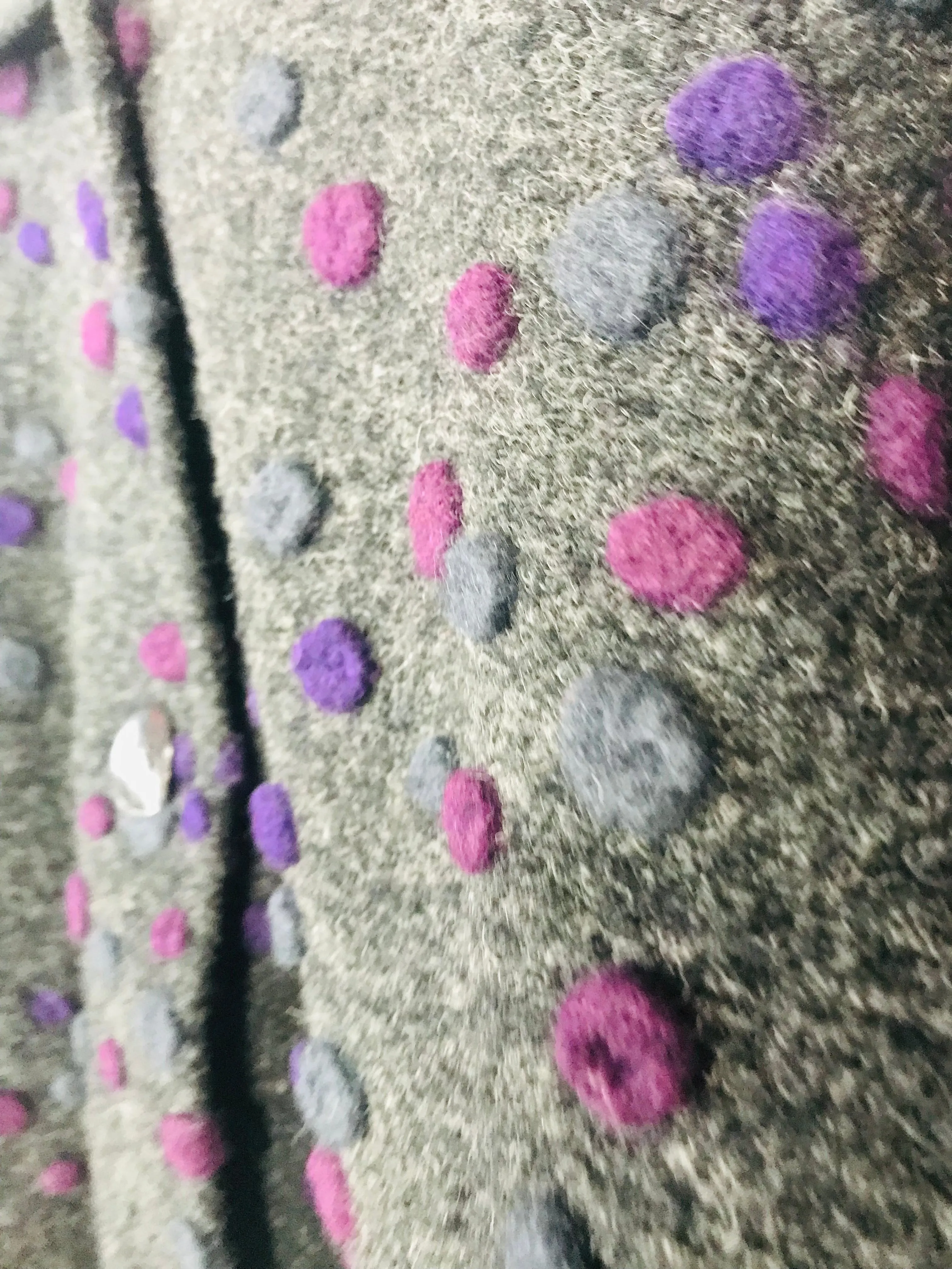 Heteroclite Women's Wool Polka Dot Overcoat Coat | L UK14 | Grey