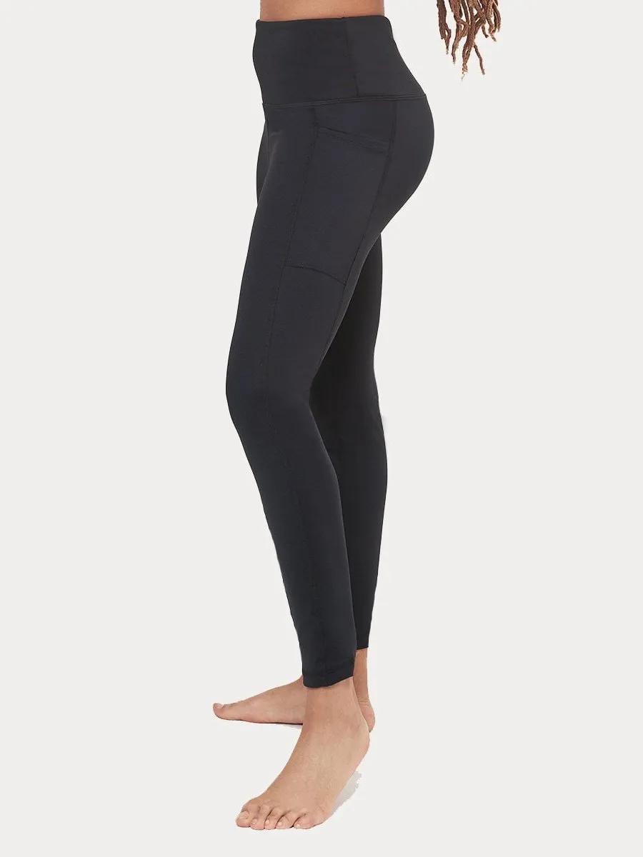 Hi-Rise Square Pocket Leggings - Black Solid