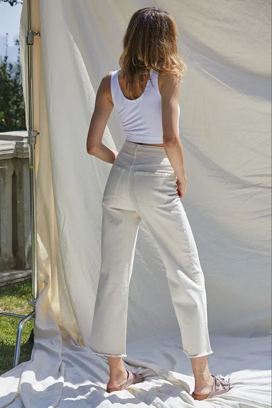 High Quality Seamless Square Neck Wide Shoulder Button Down Crop Tank - Assorted Colors