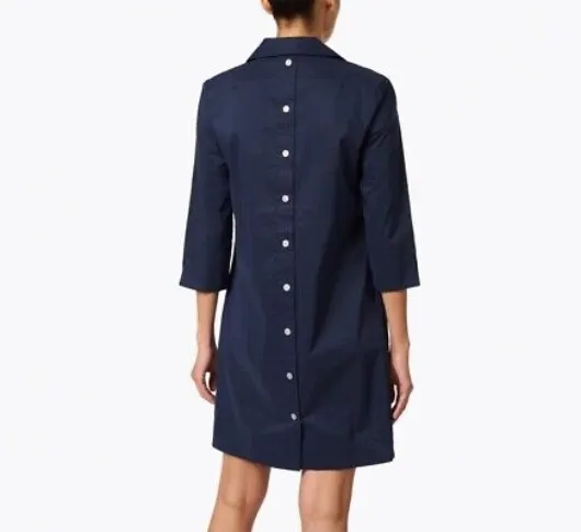 Hinson Wu - Aileen 3/4 Sleeve Button Back Dress in Navy