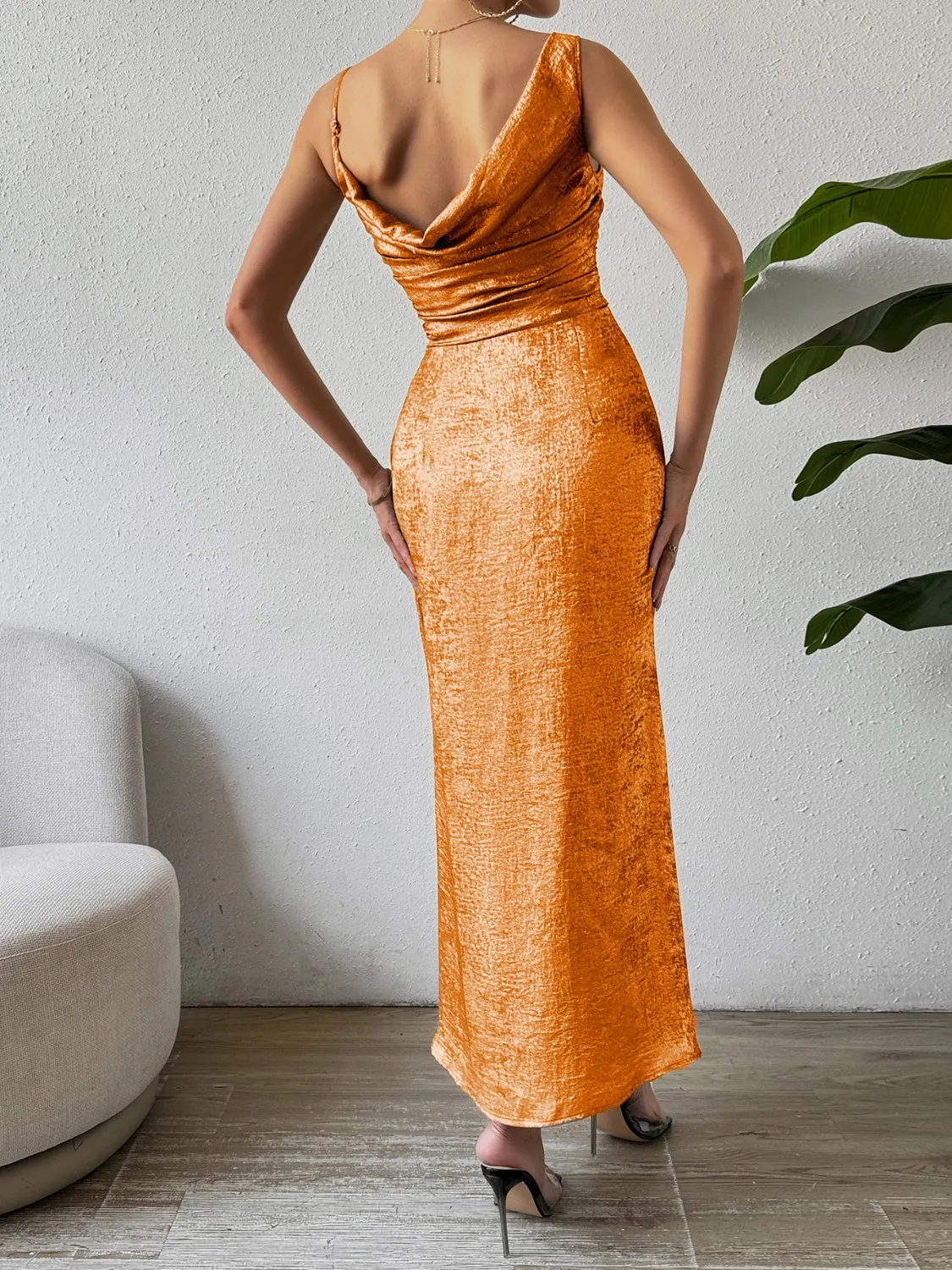 Honey Asymmetric Neck Sleeveless Midi Dress, Five Color Choices