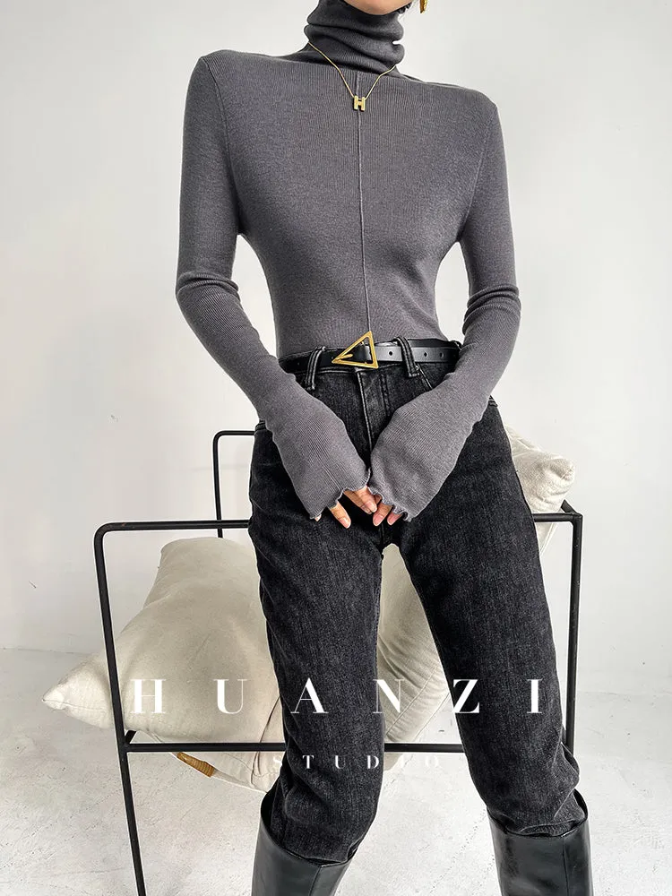 Huanzi custom turtleneck pullover knitted sweater autumn winter - Bililly