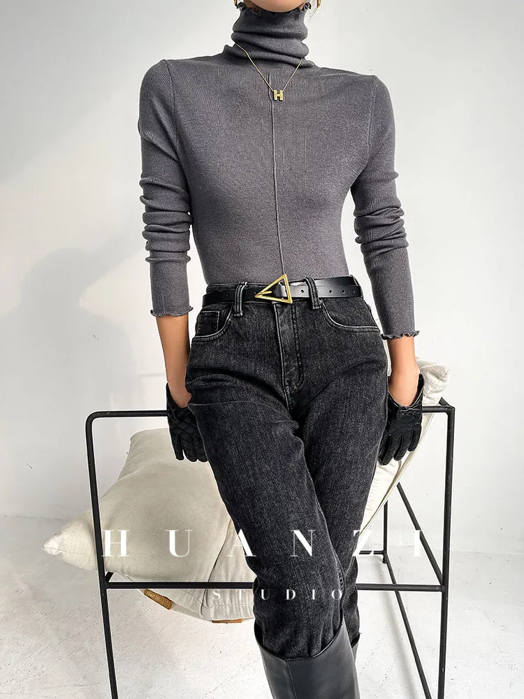 Huanzi custom turtleneck pullover knitted sweater autumn winter - Bililly