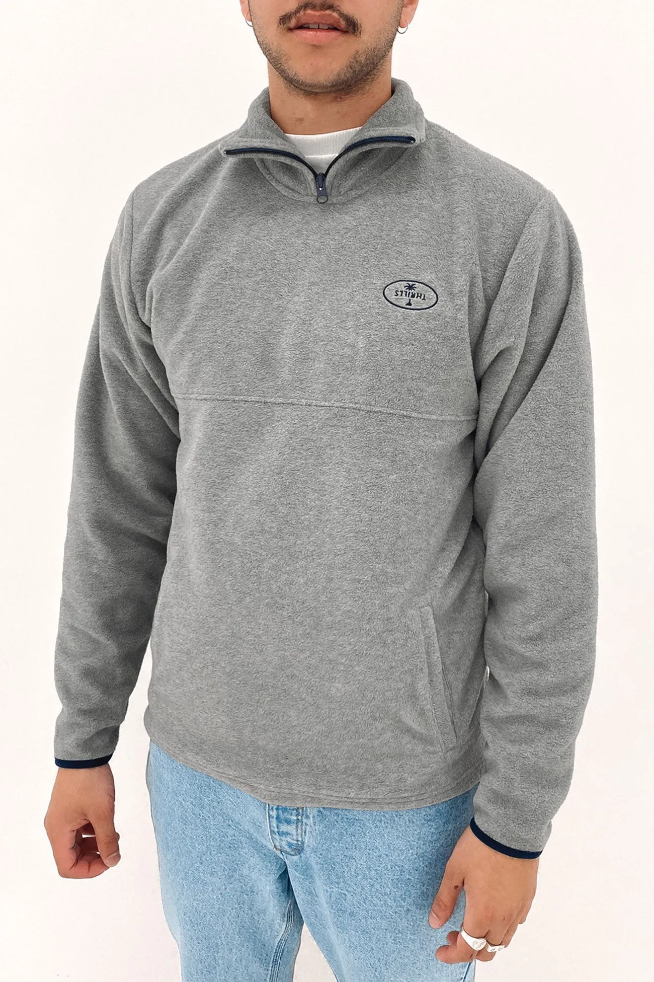 In A State Of Relaxation Quarter Zip Polar Fleece Grey Marle