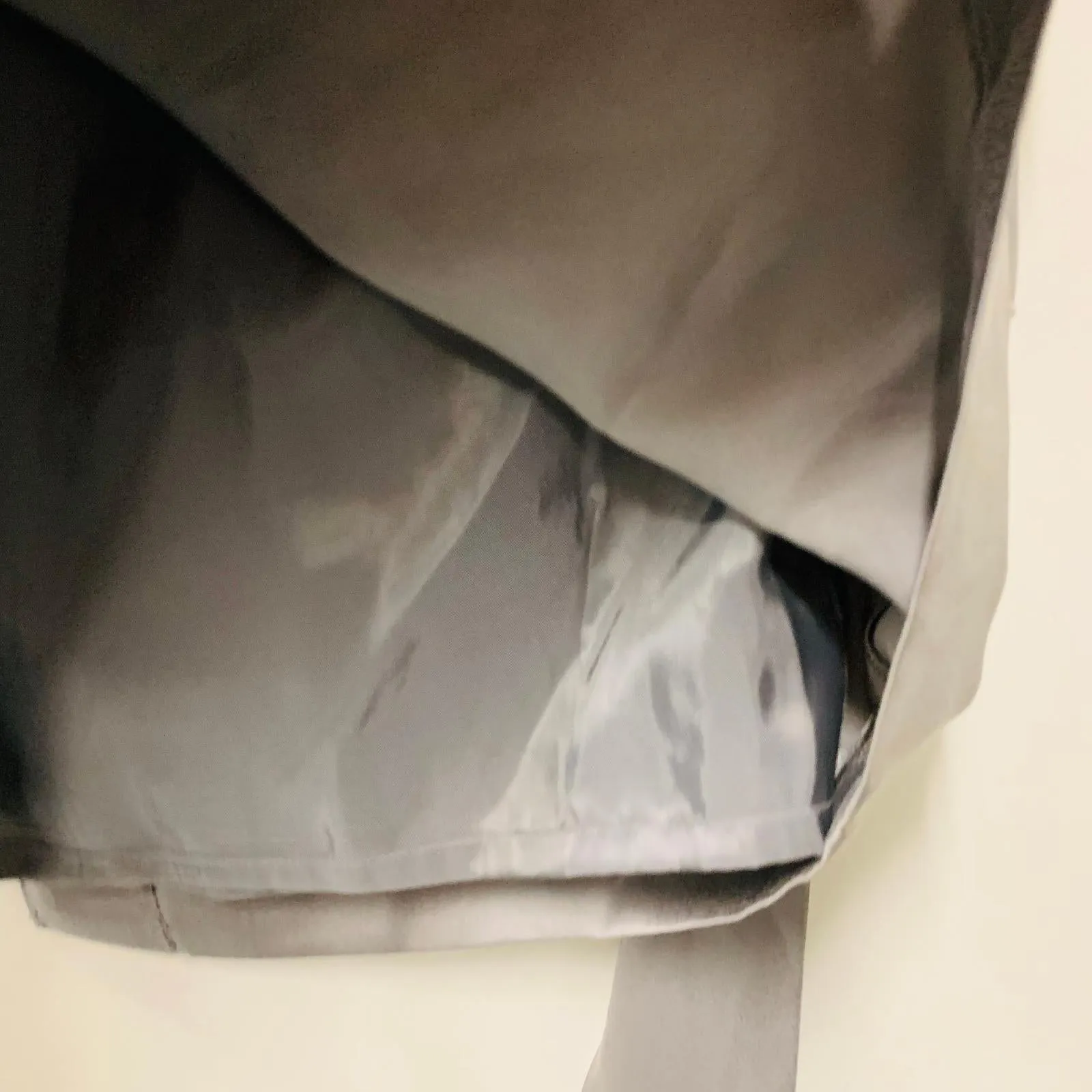 JAEGER Grey Gunmetal Ladies Silk Belted Layered A-Line Skirt Size UK 10