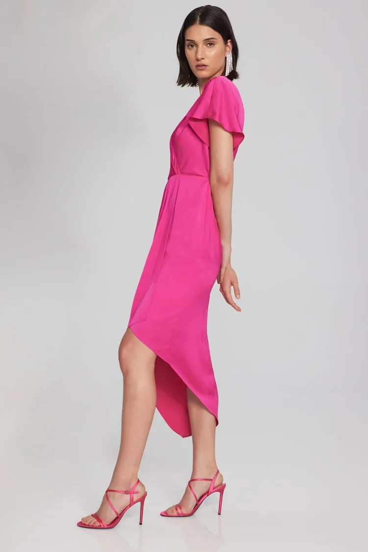 Joseph Ribkoff Satin Asymmetrical Flowy Wrap Dress 241777 S24