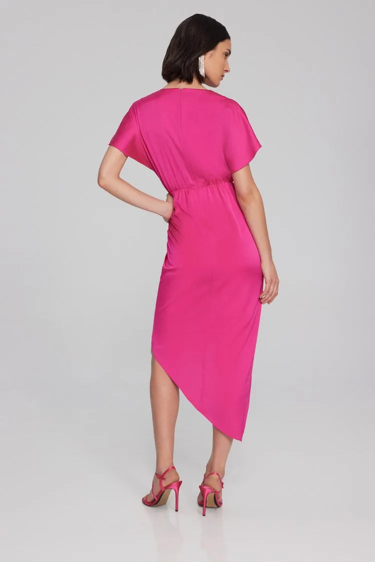 Joseph Ribkoff Satin Asymmetrical Flowy Wrap Dress 241777 S24