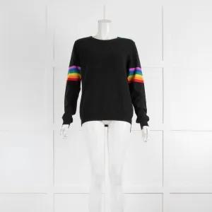 Jumper 1234 Black Cashmere Jumper Rainbow Arm Stripes