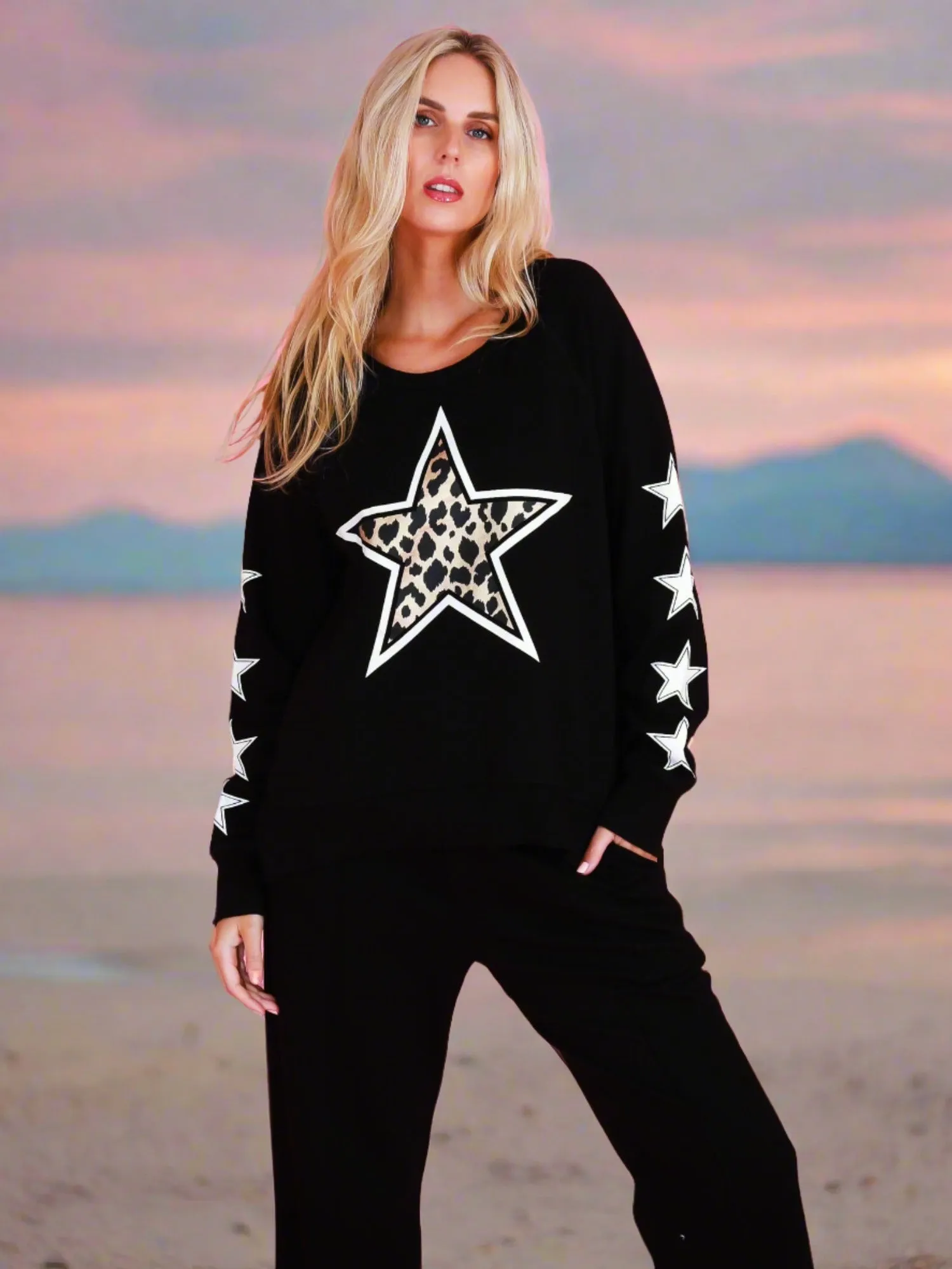 Kate Leopard Print Star Sweatshirt