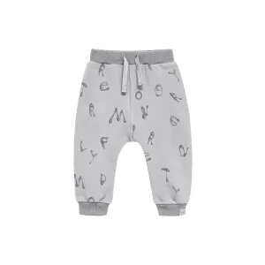 Kids Terry Joggers With Print - Light Grey