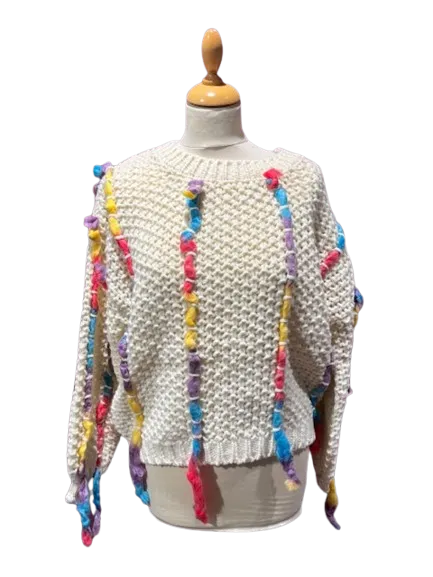 Knitted cream tassle jumper