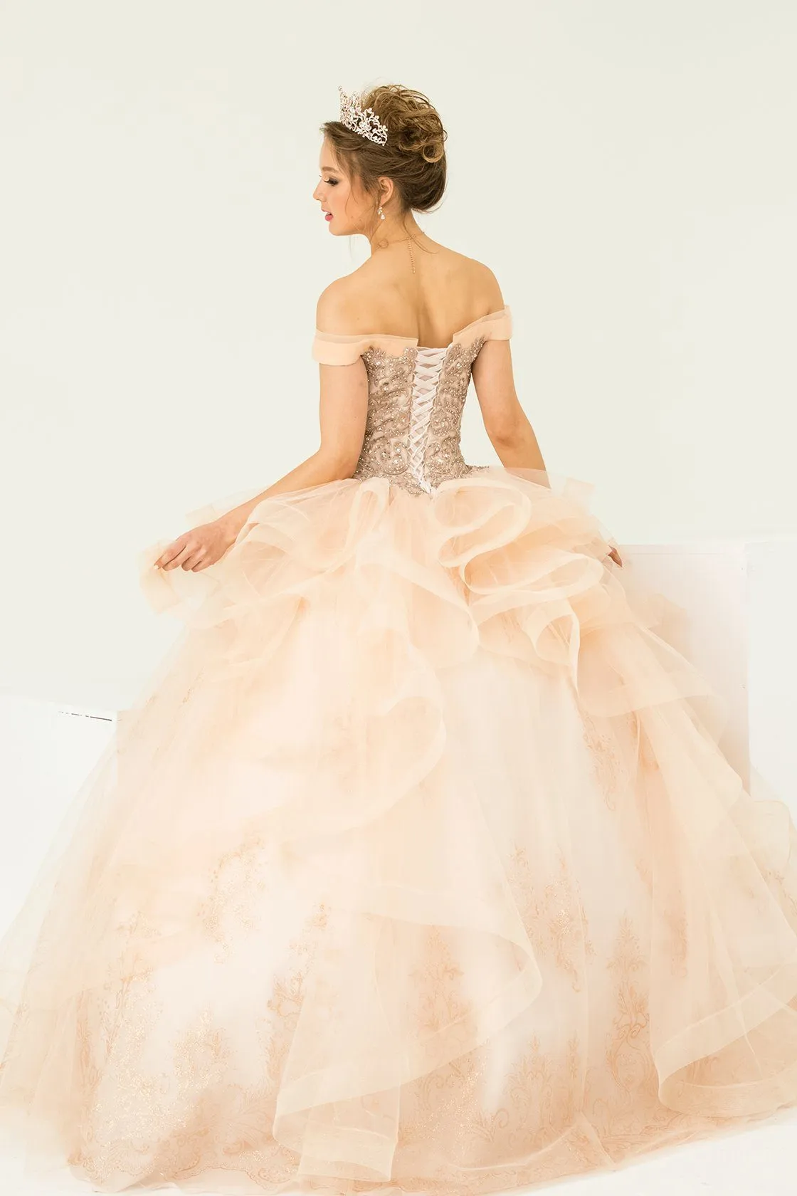 Layered Off Shoulder Quinceanera Dress by Leonia Lee 19005