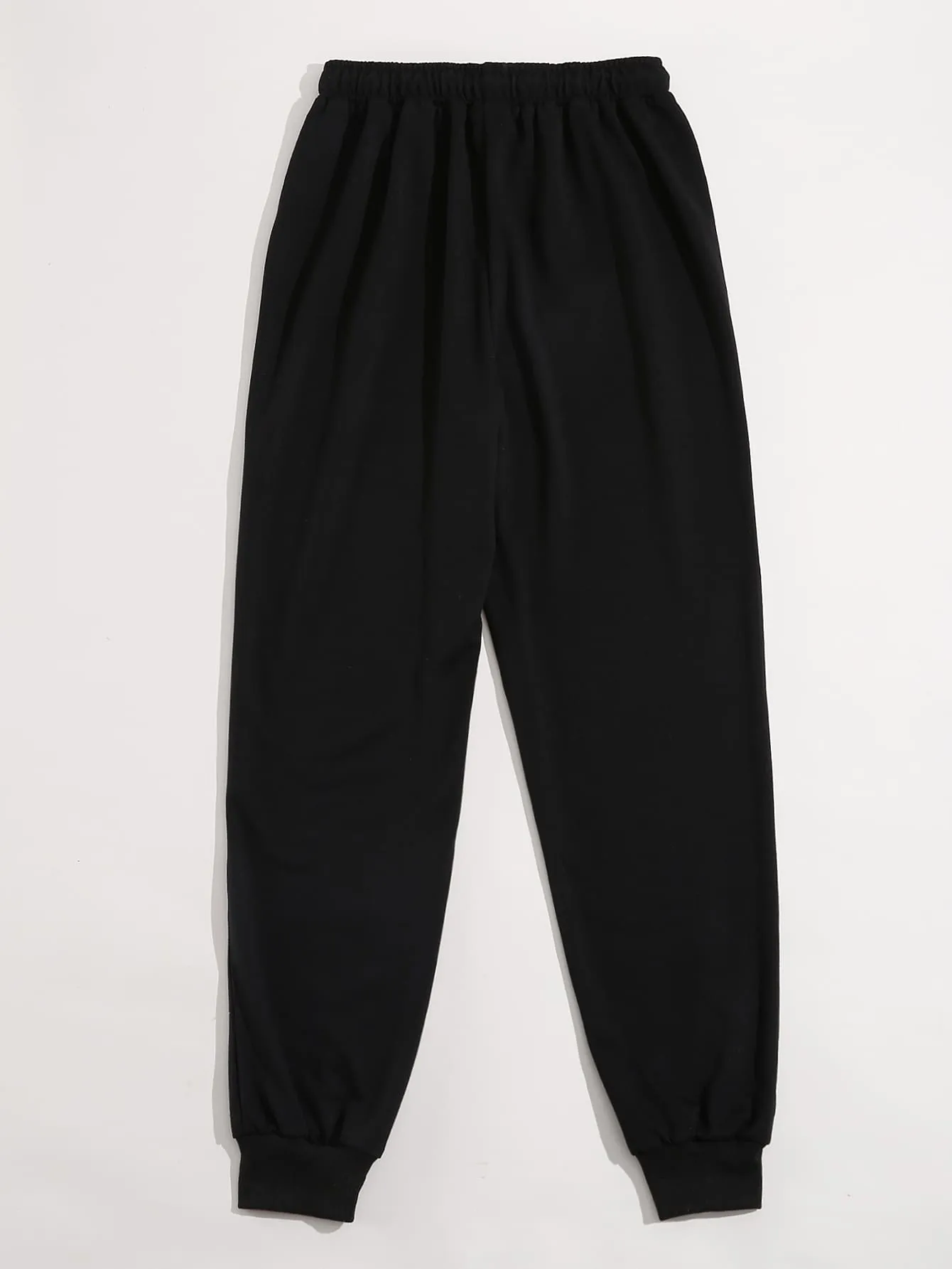Letter Drawstring Natural Long Plus Size Sweatpants