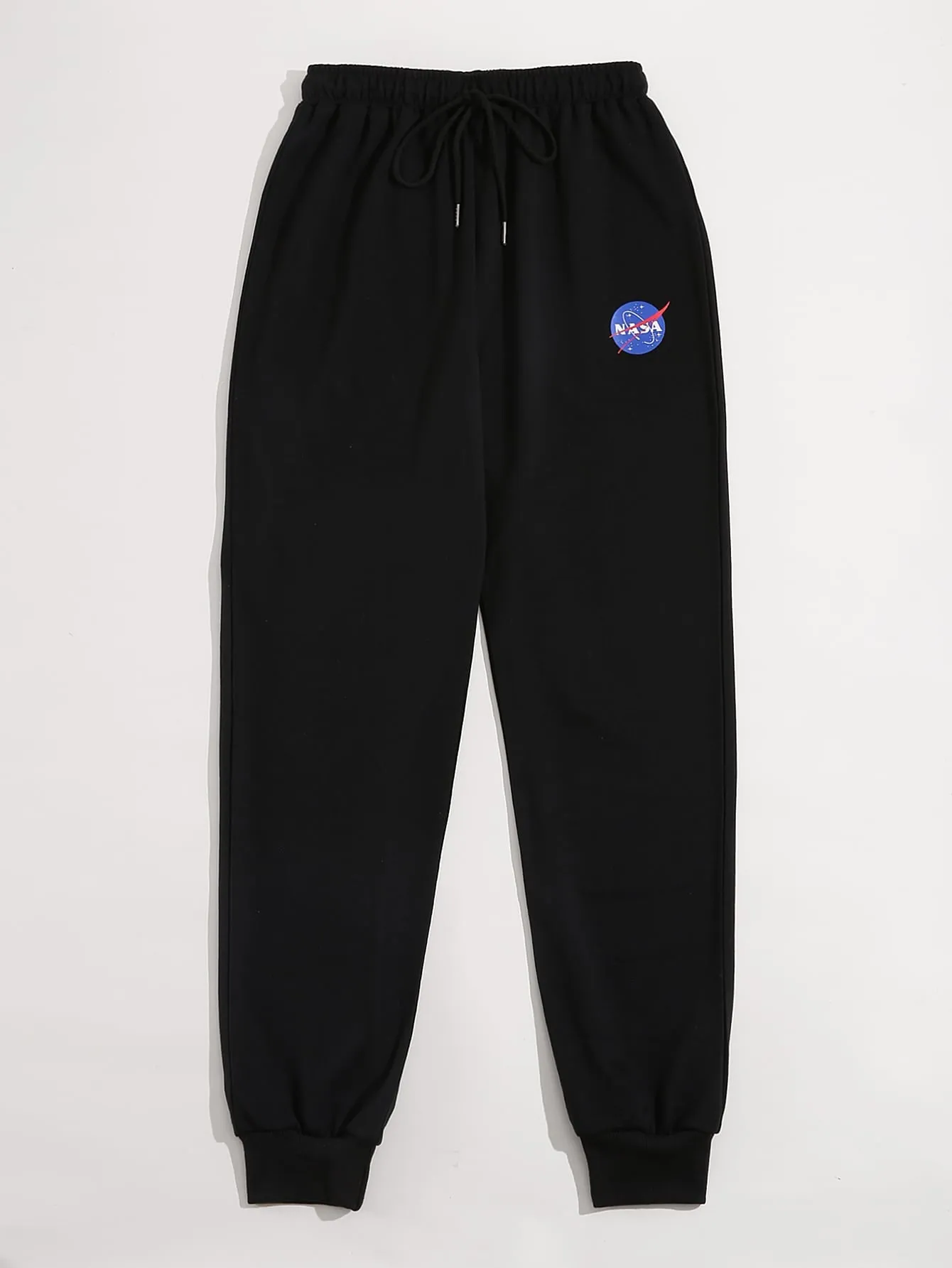 Letter Drawstring Natural Long Plus Size Sweatpants