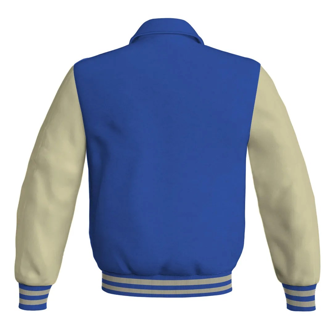 Letterman Varsity Classic Jacket Blue Body and Cream Leather Sleeves