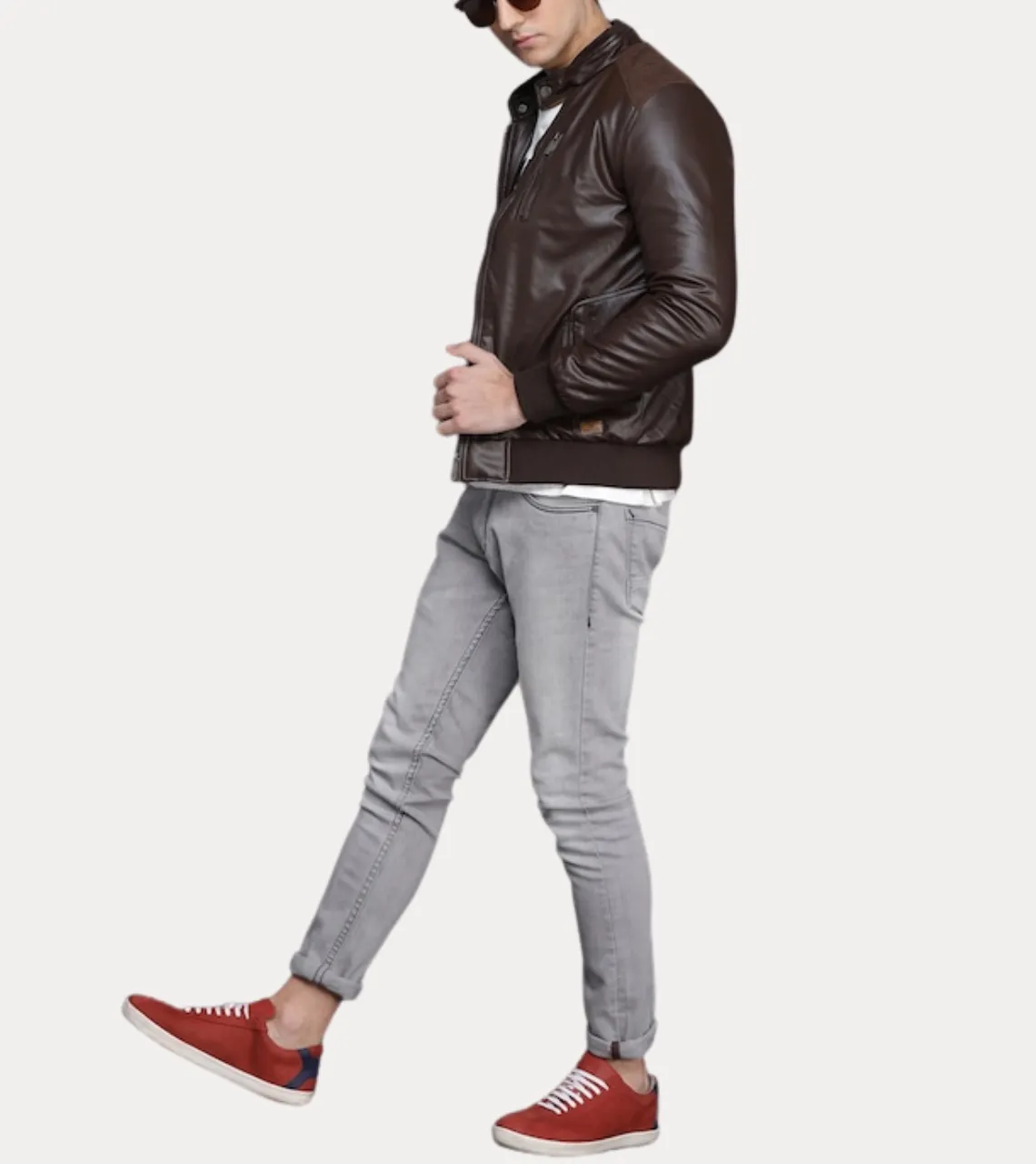 Lightweight Brown Men's Biker Leather Jacket