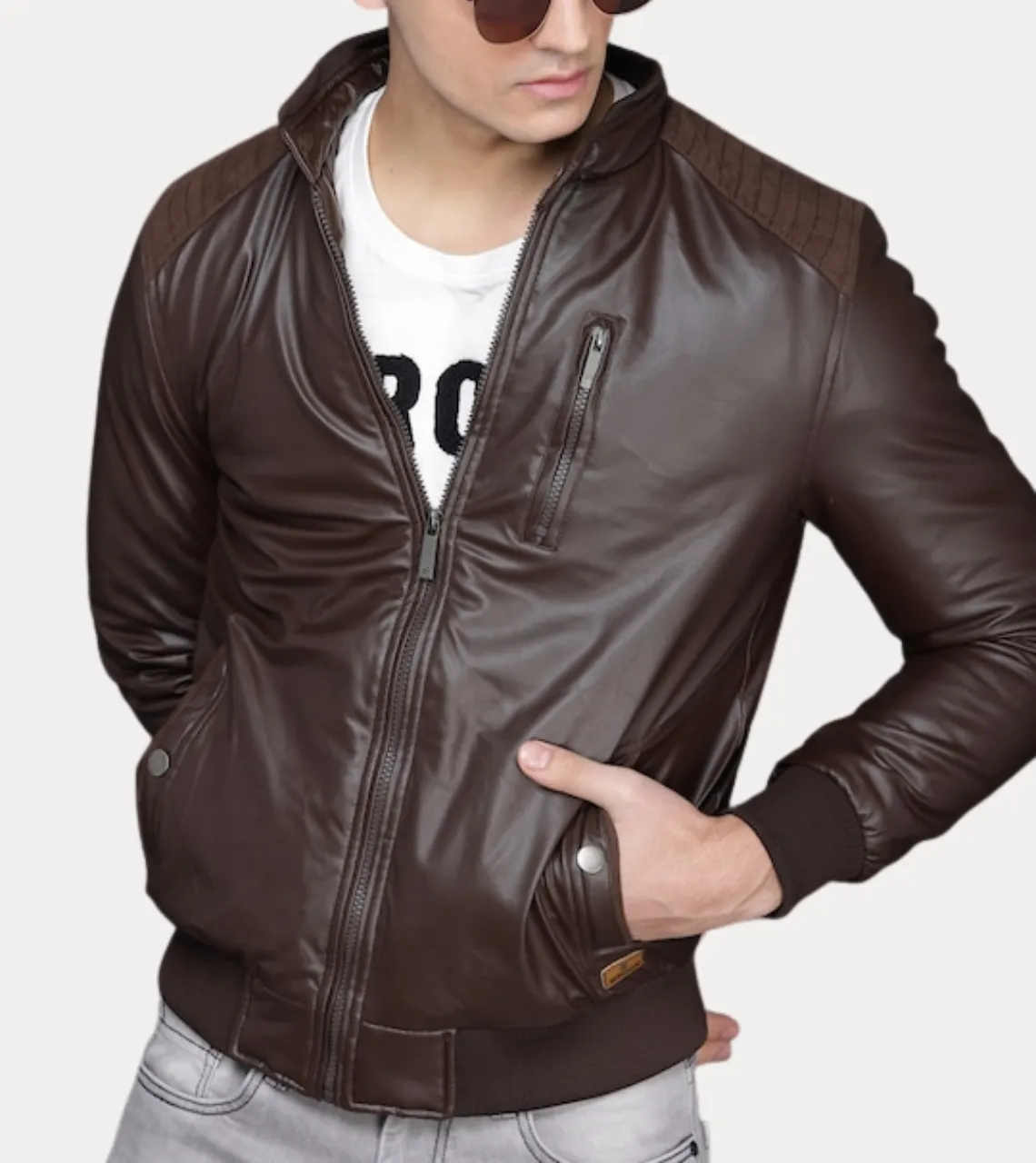 Lightweight Brown Men's Biker Leather Jacket