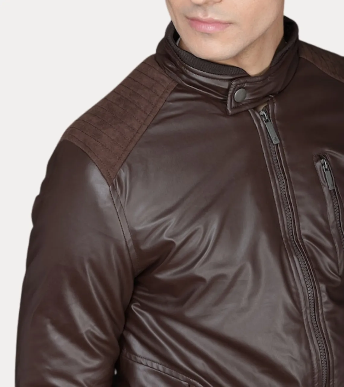 Lightweight Brown Men's Biker Leather Jacket