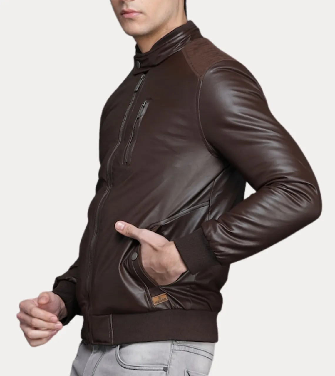 Lightweight Brown Men's Biker Leather Jacket