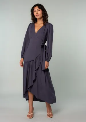 Long Sleeve Ruffle Tiered Maxi Wrap Dress