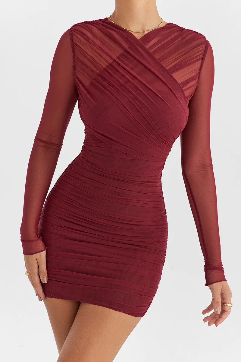 Lydia Two Layer Mesh Skinny Sexy Mini Dress