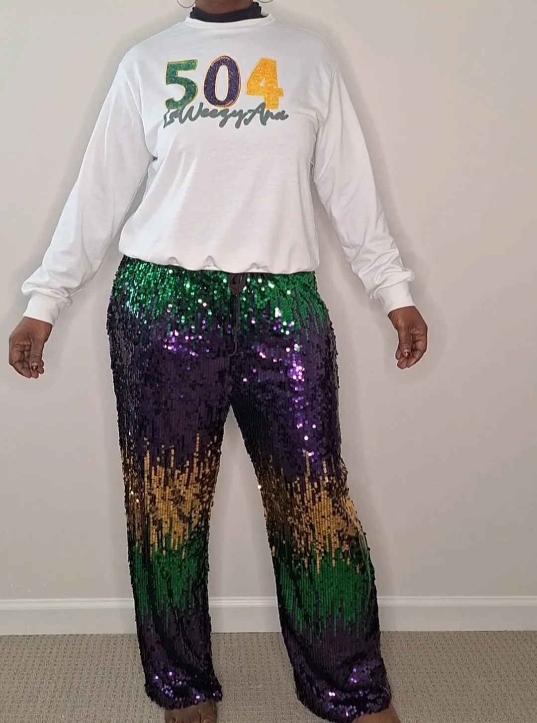 MARDI GRAS Jogger Sweatpants with Elastic Waist and Drawstring