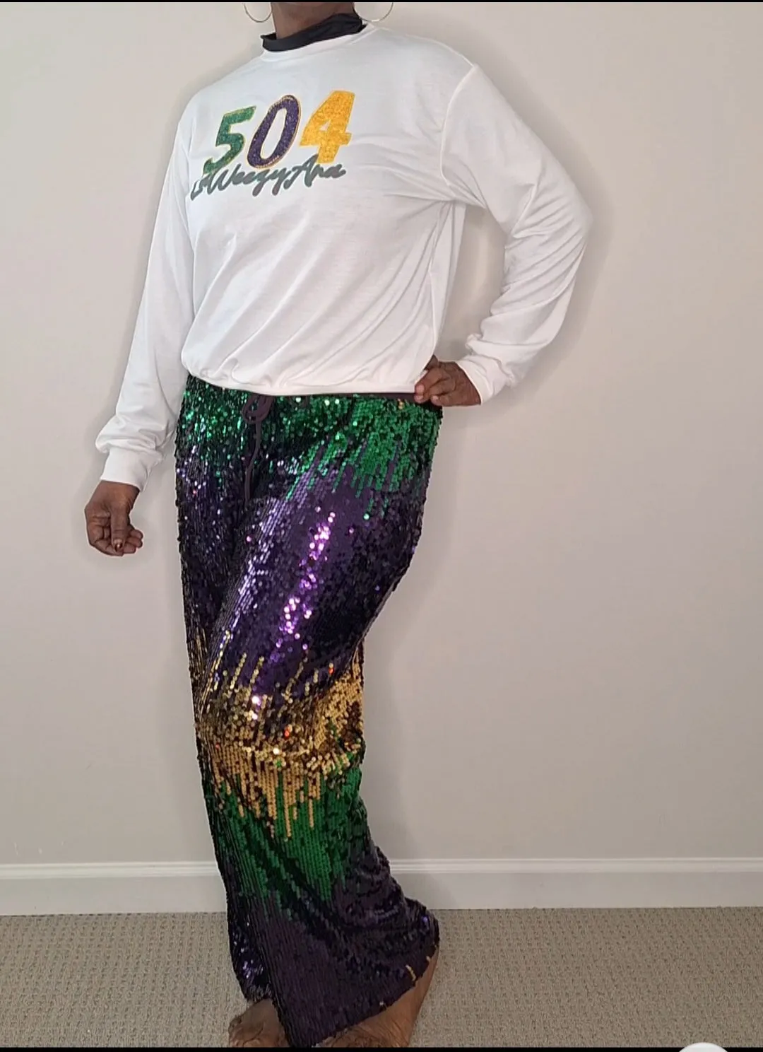 MARDI GRAS Jogger Sweatpants with Elastic Waist and Drawstring