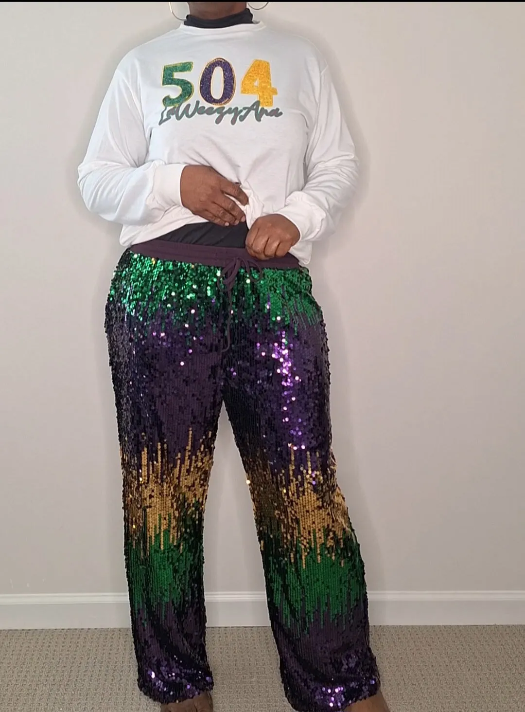 MARDI GRAS Jogger Sweatpants with Elastic Waist and Drawstring