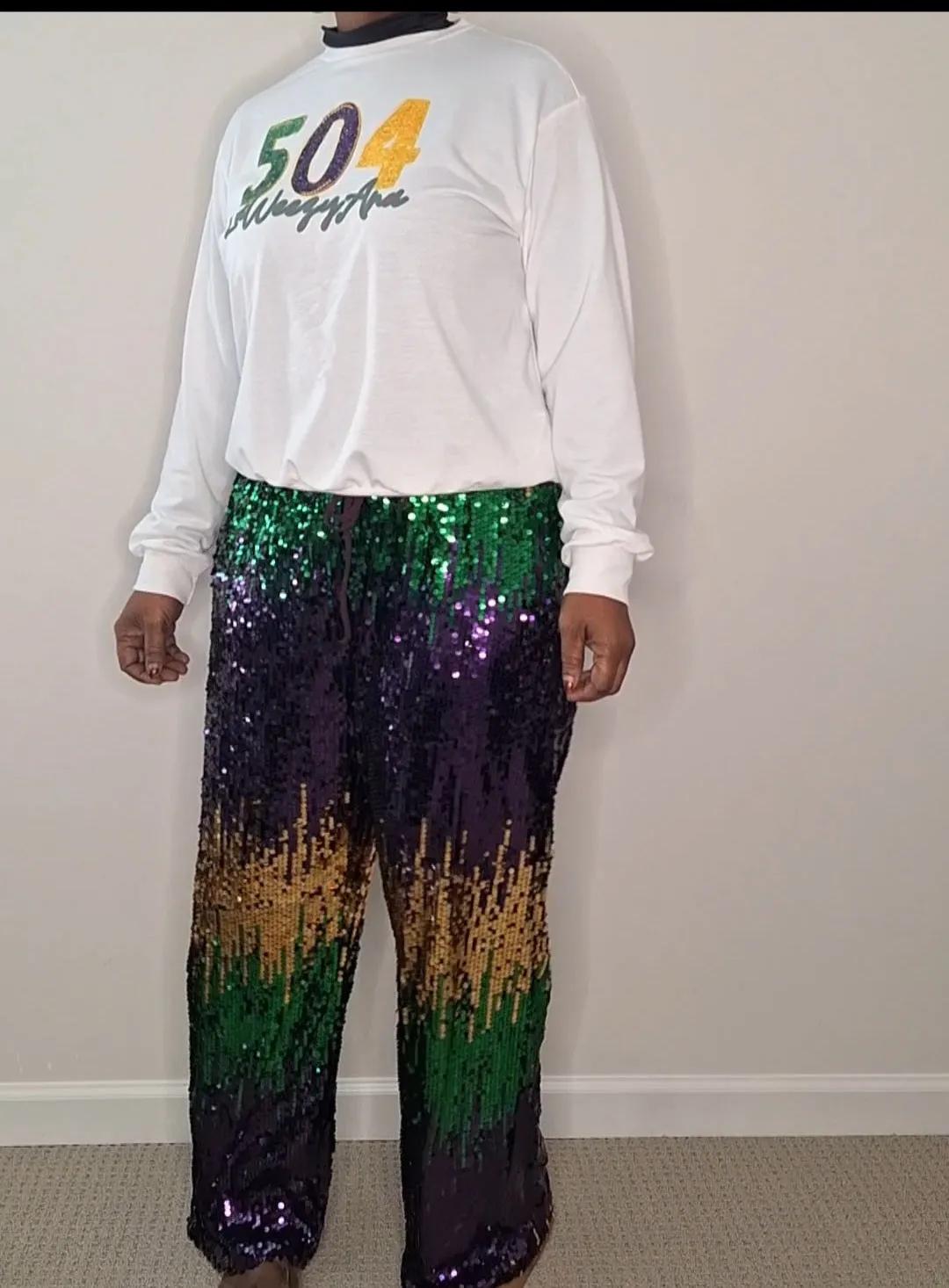 MARDI GRAS Jogger Sweatpants with Elastic Waist and Drawstring