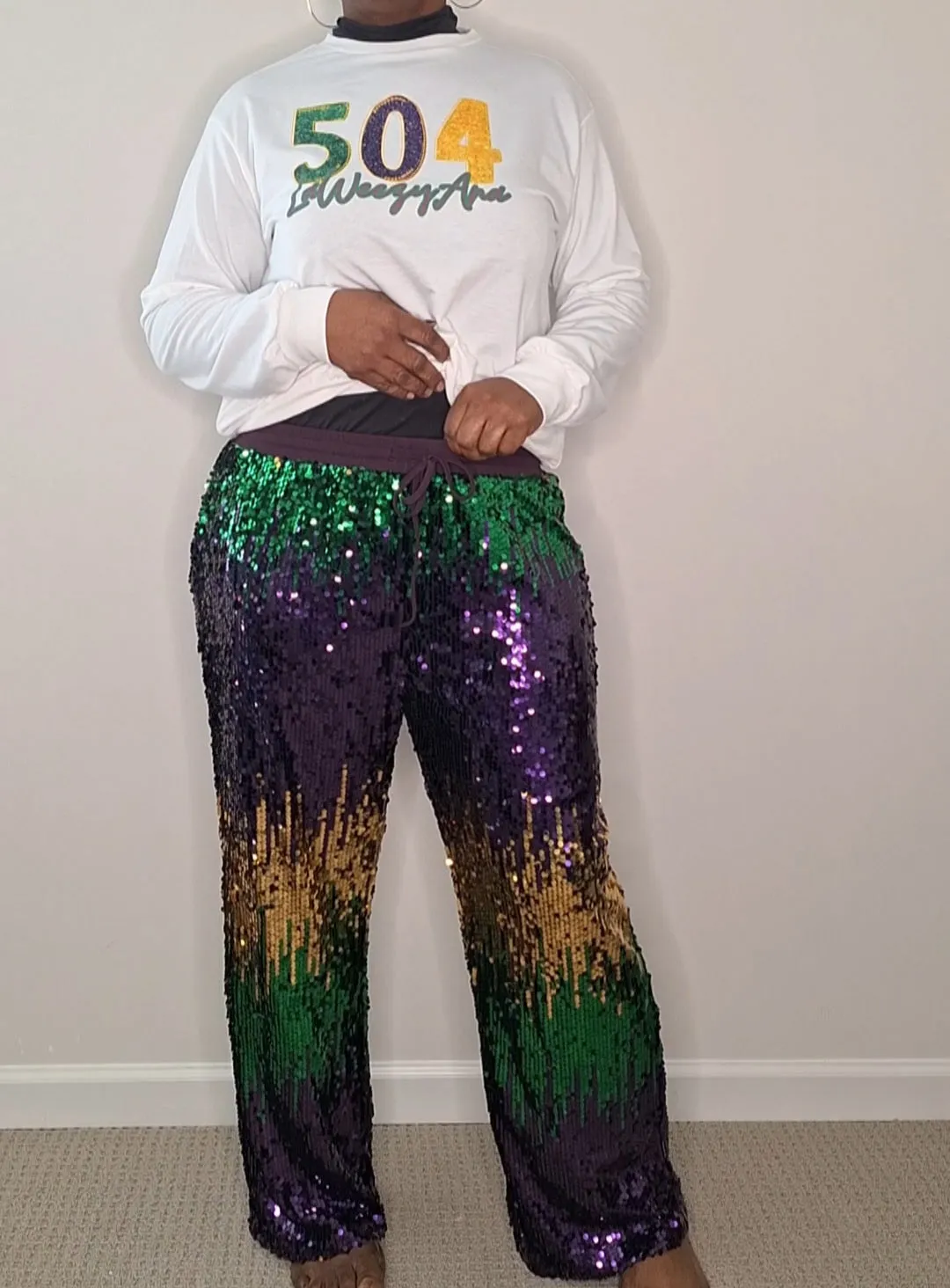 MARDI GRAS Jogger Sweatpants with Elastic Waist and Drawstring